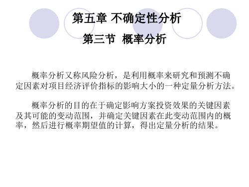 第五章 不确定性分析—概率分析