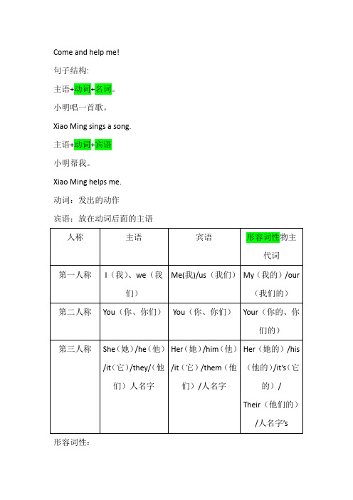 五年级上册英语课堂笔记