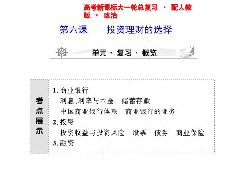 高三政治课堂新坐标一轮复习16投资理财的选择精品PPT课件