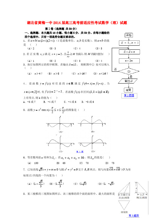 湖北省黄梅一中高三数学适应性考试试题 理