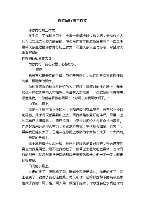 伴你同行初三作文
