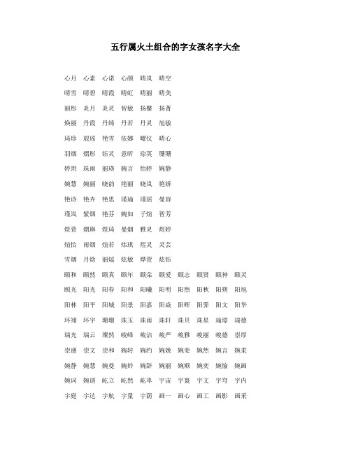 五行属火土组合的字女孩名字大全