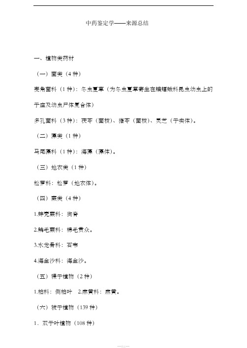 中药鉴定学 科属分类