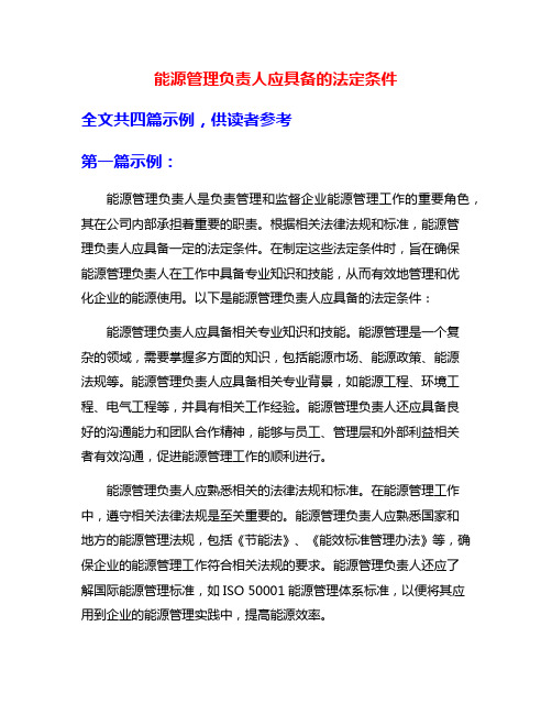 能源管理负责人应具备的法定条件