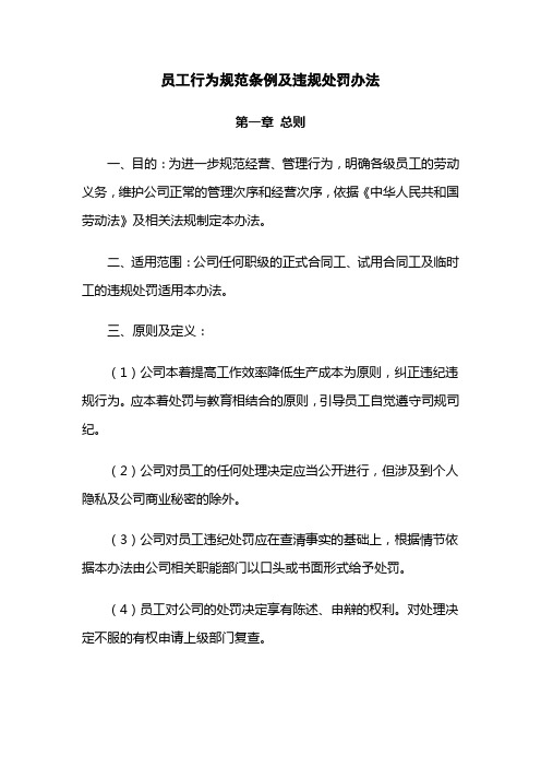 公司员工行为规范条例及违规处罚办法 (1)