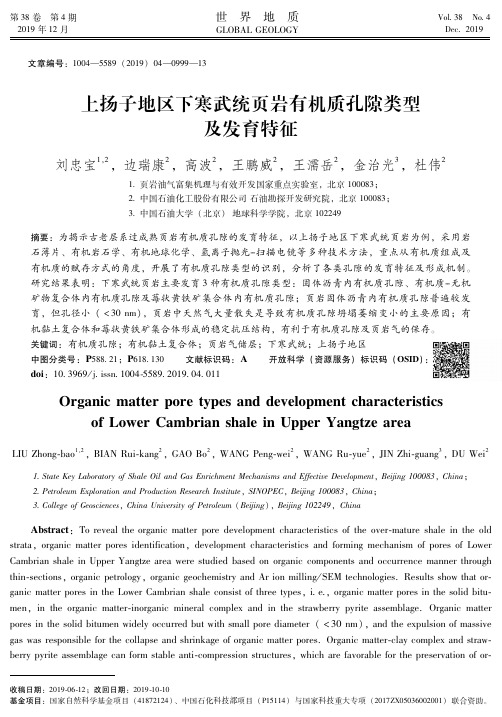 上扬子地区下寒武统页岩有机质孔隙类型及发育特征