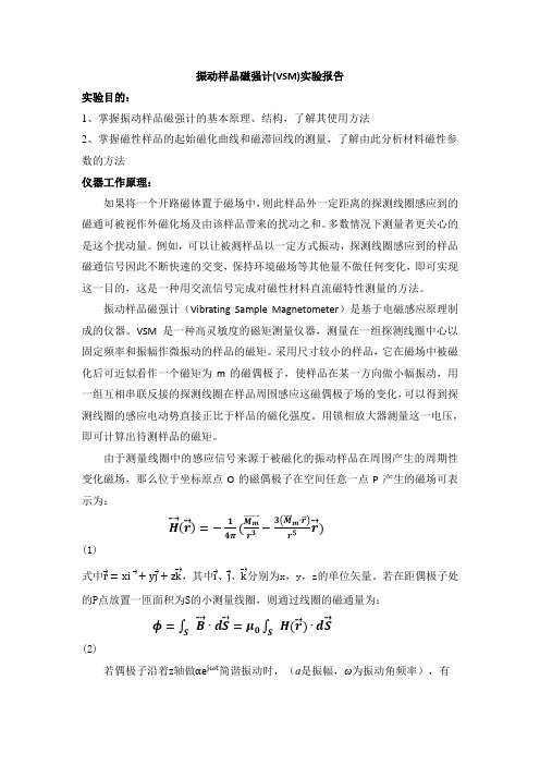 振动样品磁强计(VSM)实验报告
