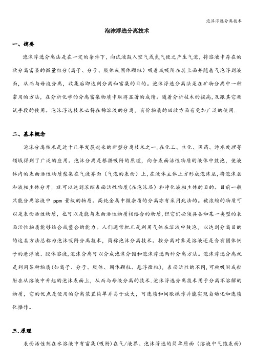泡沫浮选分离技术