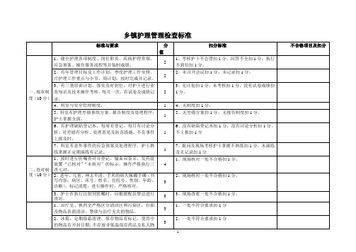 乡镇卫生院护理检查标准