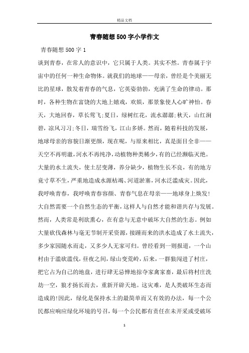 青春随想500字小学作文