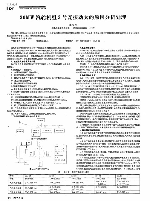 30MW汽轮机组3号瓦振动大的原因分析处理