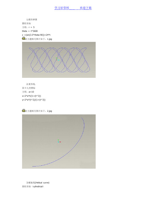 各种常见曲线的笛卡儿方程式总结