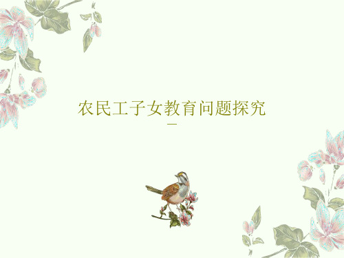 农民工子女教育问题探究30页PPT