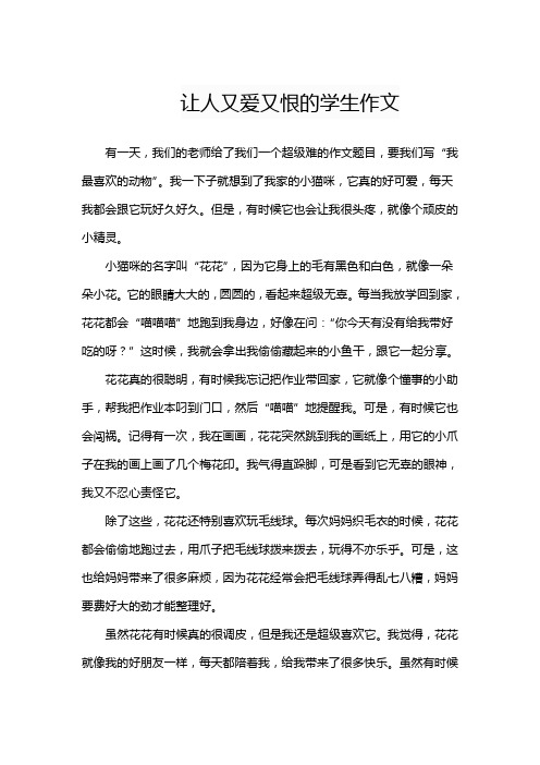 让人又爱又恨的学生作文