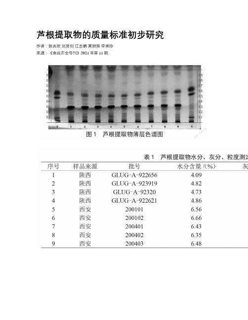 芦根提取物的质量标准初步研究