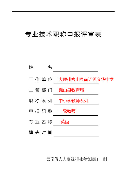 专业技术人员职称评审表
