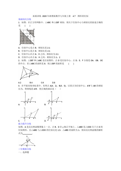 2020年浙教版数学九年级上册  4.7  图形的位似(含答案)