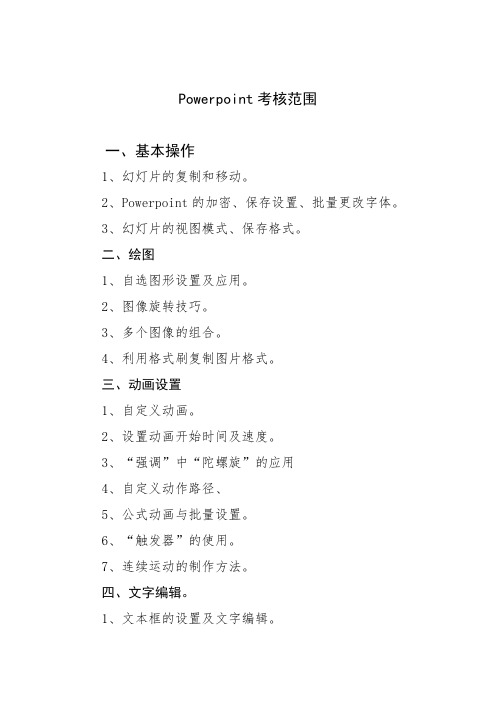 Powerpoint考核范围