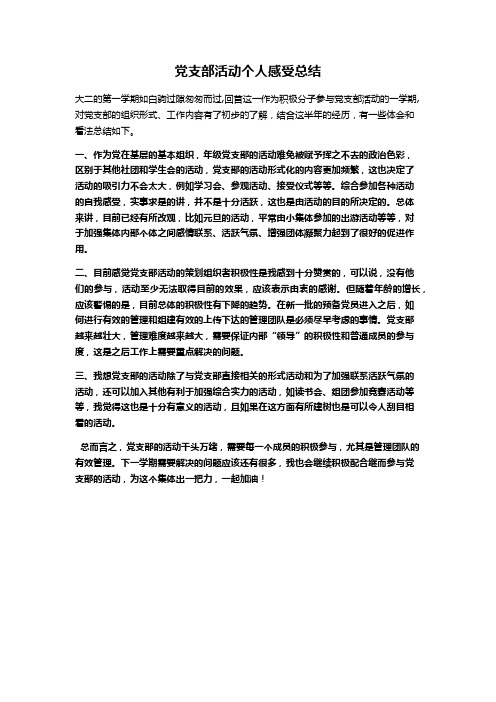(完整word版)党支部活动个人感受总结
