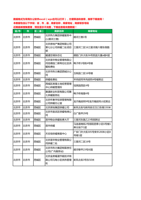 2020新版北京市北京市西城区暖通工商企业公司商家名录名单黄页联系电话号码地址大全17家