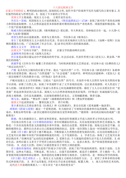 外国文学(一)重点