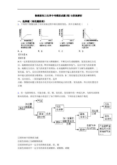 鲁教版初三化学中考模拟试题(卷)与答案解析