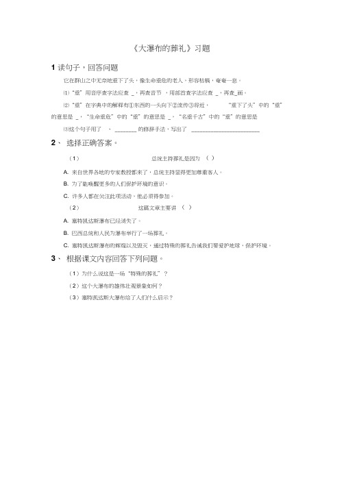 《大瀑布的葬礼》习题