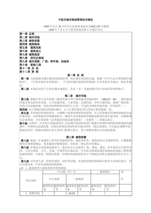 宁波市城市规划管理技术规定