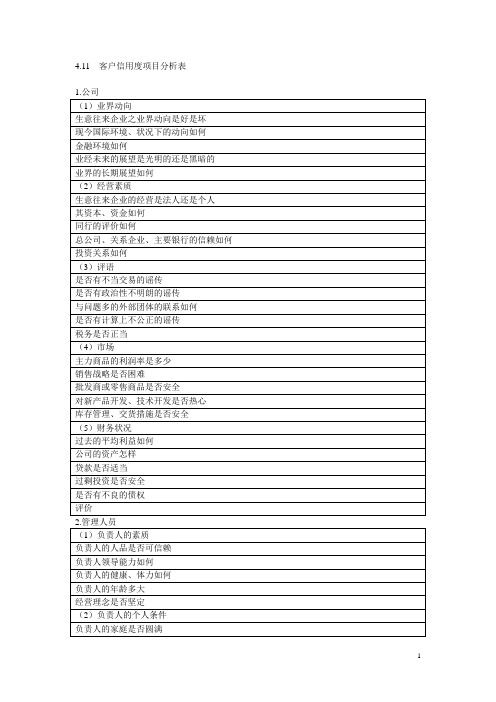 客户信用度方案分析表