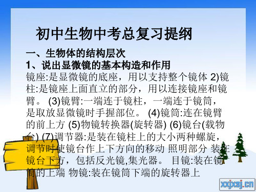 初中生物中考重点总复习PPT.ppt
