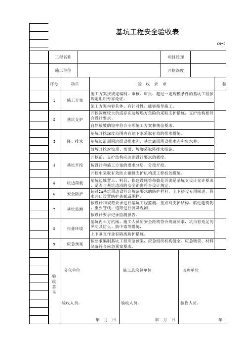 基坑工程安全验收表