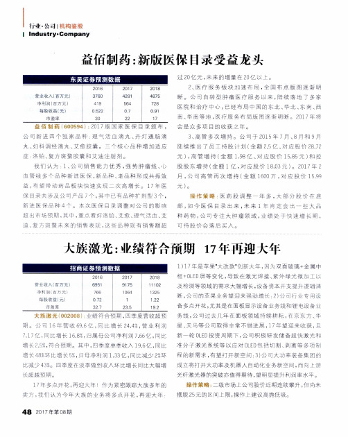益佰制药：新版医保目录受益龙头