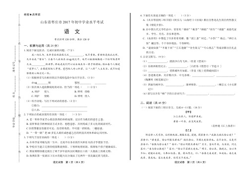 2017年山东省枣庄市中考语文试卷
