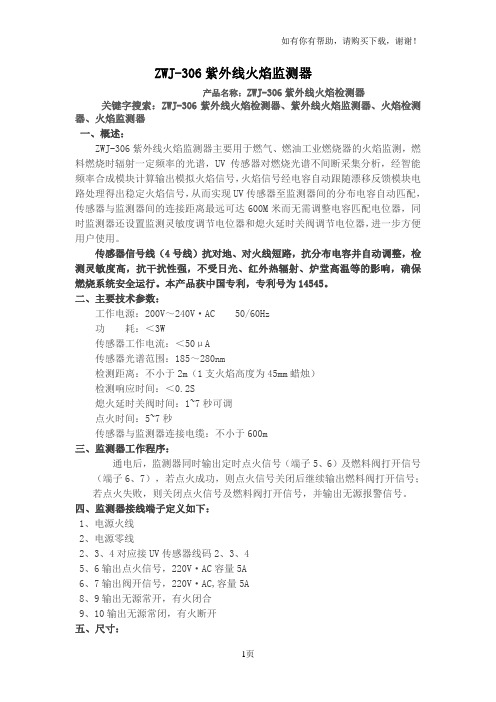 紫外线火焰检测器ZWJ说明书