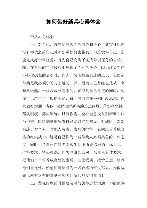 如何带好新兵心得体会