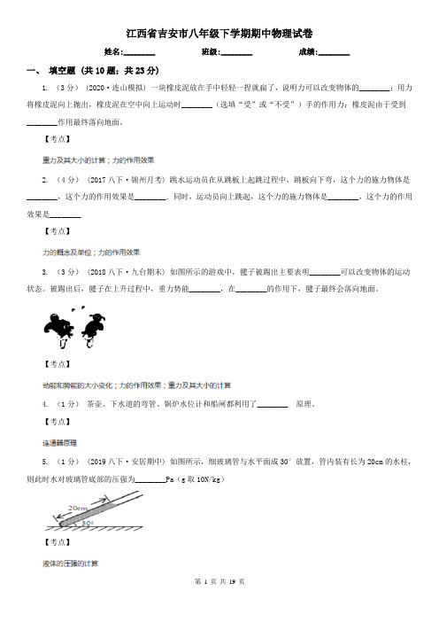 江西省吉安市八年级下学期期中物理试卷