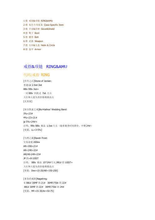 暗黑2暗金物品(Unique Items)