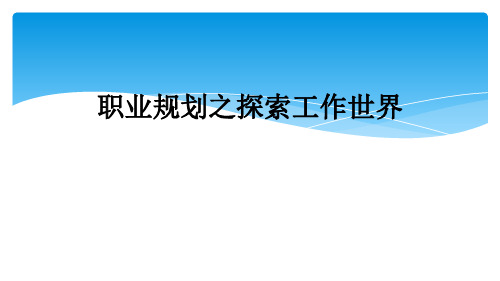 职业规划之探索工作世界
