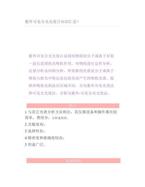 紫外可见分光光度计知识汇总