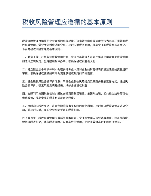 税收风险管理应遵循的基本原则