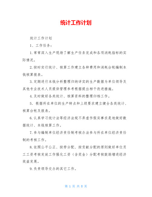 统计工作计划