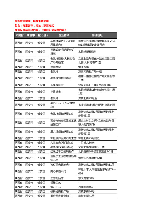 新版陕西省西安市长安区工艺品企业公司商家户名录单联系方式地址大全78家