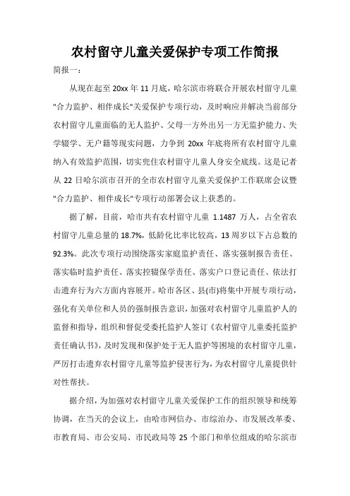  农村留守儿童关爱保护专项工作简报