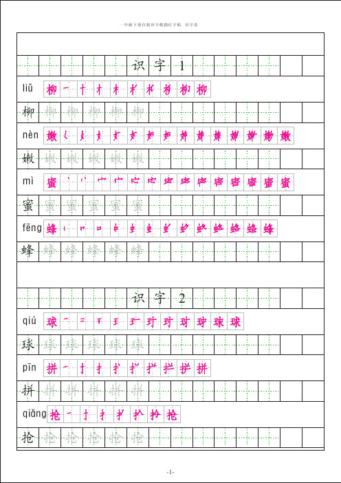 S0045苏教版一年级语文下册识字表244字描红 拼音 笔画