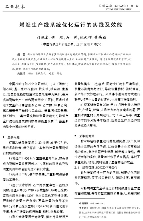 烯烃生产线系统优化运行的实践及效能