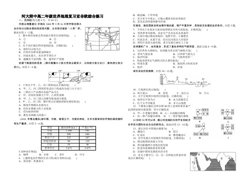 河大附中高二年级世界地理复习亚非欧综合练习