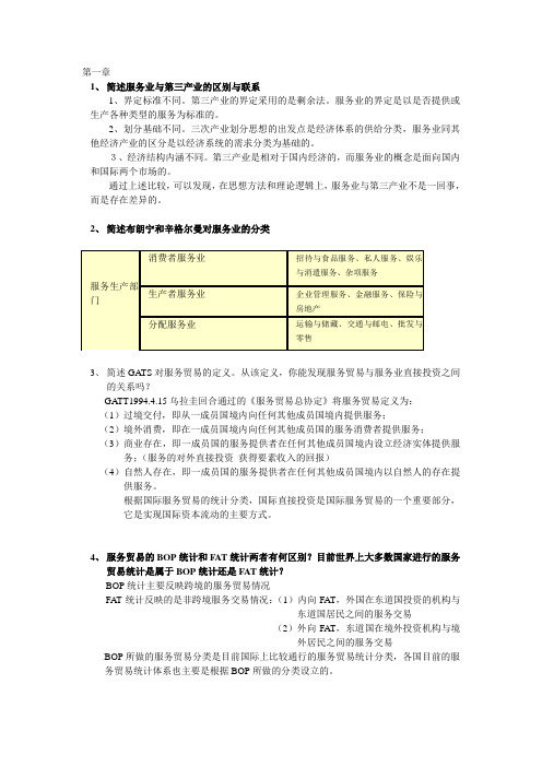 国际服务贸易课后部分习题参考答案(程大中版)