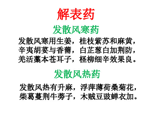中药记忆口诀