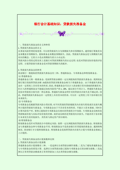 银行会计基础知识：贷款损失准备金