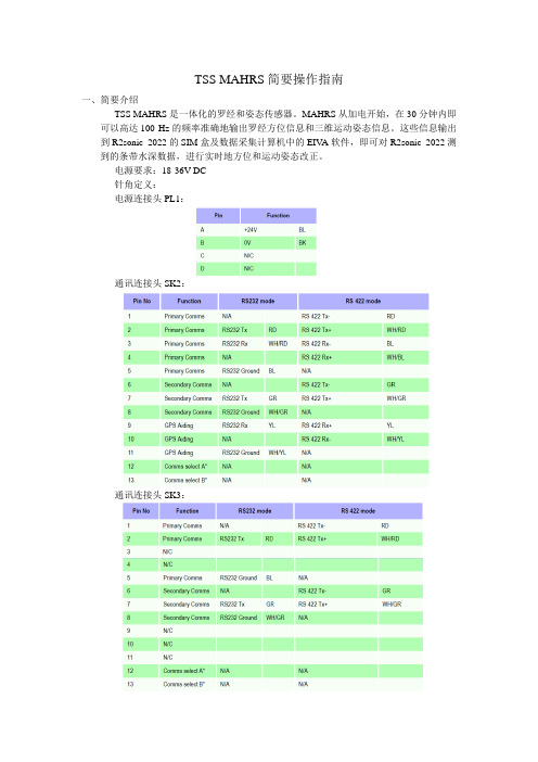 TSS MAHRS简要操作指南